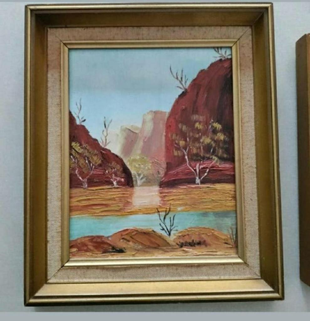 Aquarel,Australië,Henk Gerrit Guth,Olieverf,Alice Springs, Antiek en Kunst, Ophalen of Verzenden