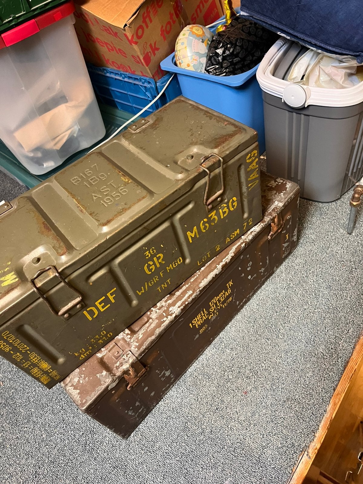 twee originele stalen militaire munitiekisten., Ophalen, Landmacht, Amerika, Kist of Geocache