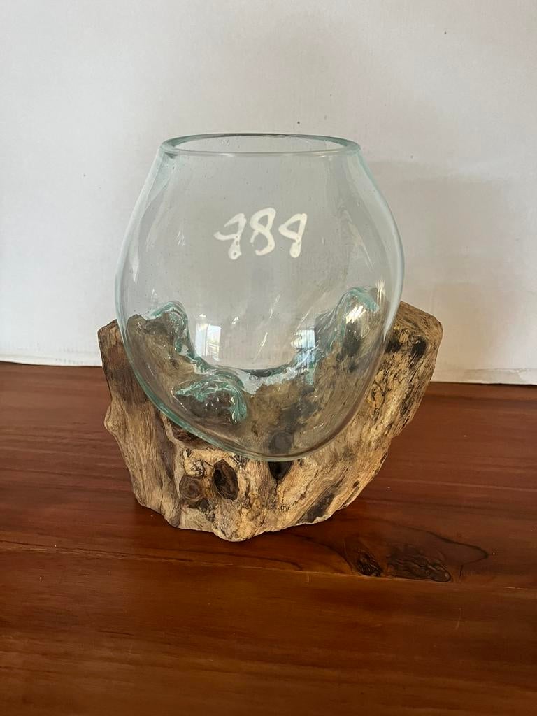 Vaas op wortelstronk, Ophalen of Verzenden, Zo goed als nieuw, Overige kleuren, Glas