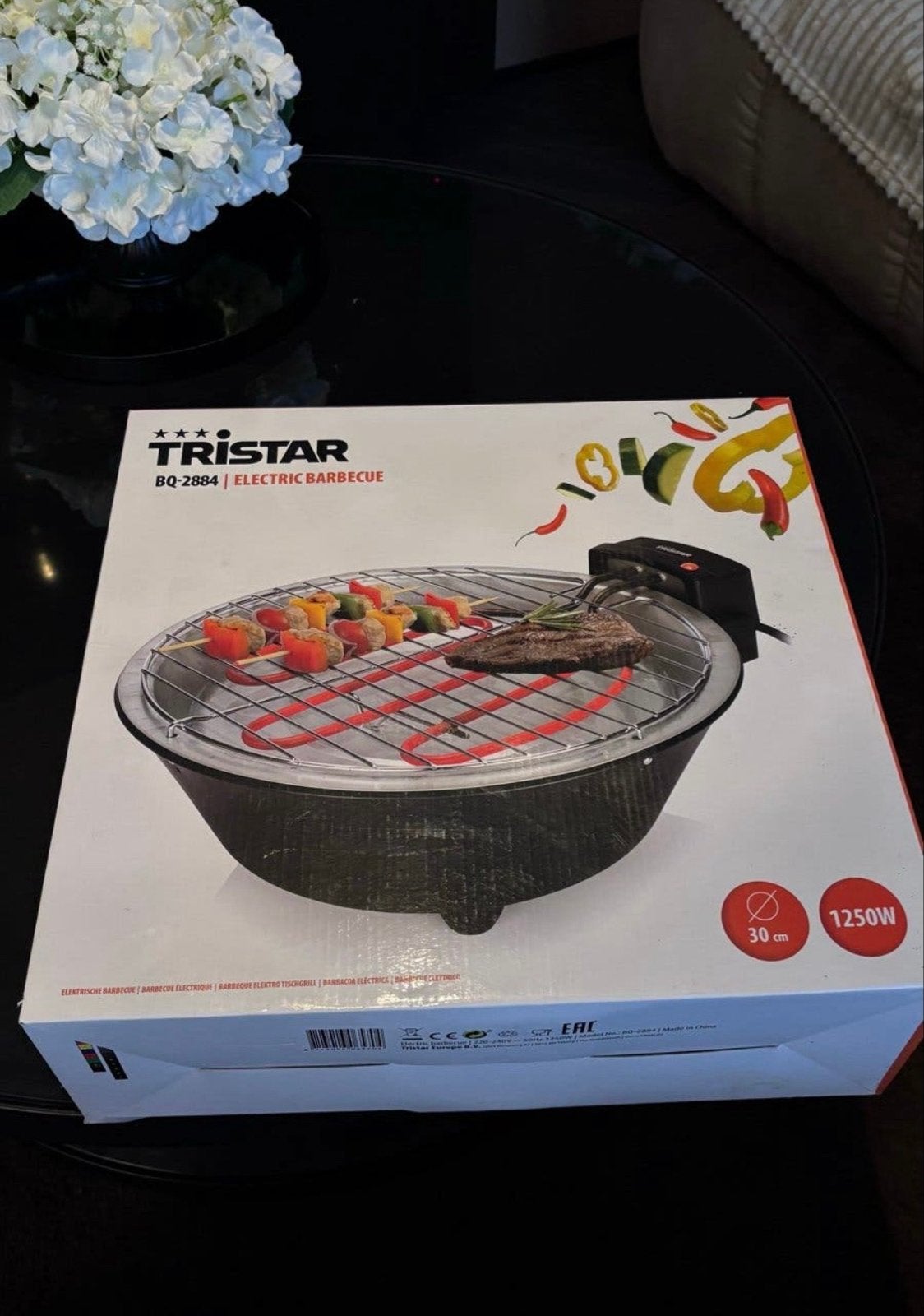 Tristar BQ-2884 Elektrische Barbecue - 1250W, 30cm, Ophalen, Nieuw