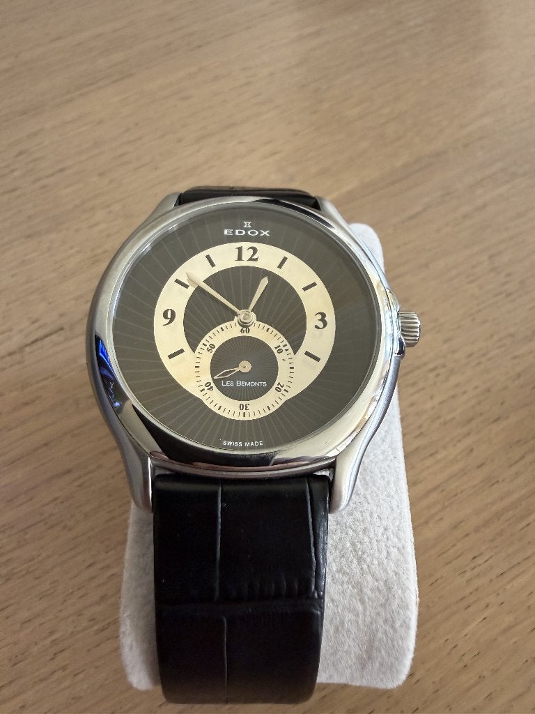 Edox Les Bemonts (manual winding), Sieraden, Tassen en Uiterlijk, Horloges | Heren, Overige merken, Leer, Staal, Polshorloge