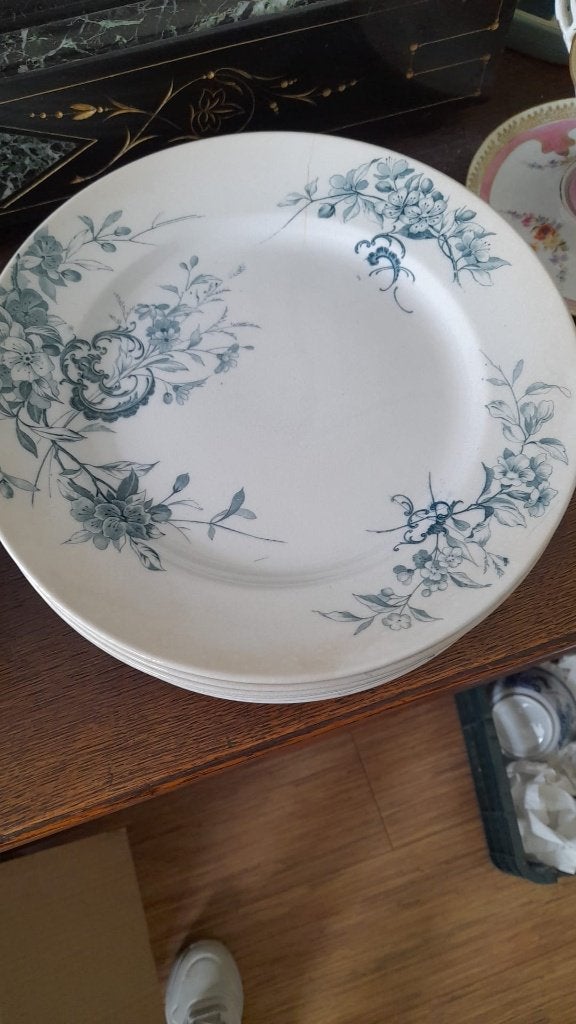 Villeroy & Boch Mettlach Antiek Servies 10 delig Blauw Wit, Ophalen, Villeroy & Boch, Zo goed als nieuw, Bord(en)