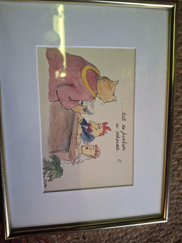 Ingelijste cartoontekening van Peter Gaymann, Ophalen of Verzenden