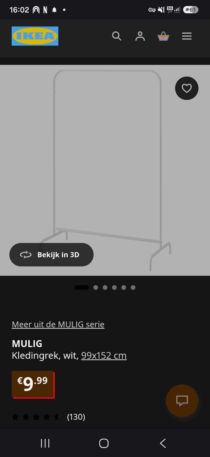 3 stuks IKEA MULIG Kledingrek wit 99x152 cm, Kleding | Dames, Kledingrekken, Ophalen, Zo goed als nieuw