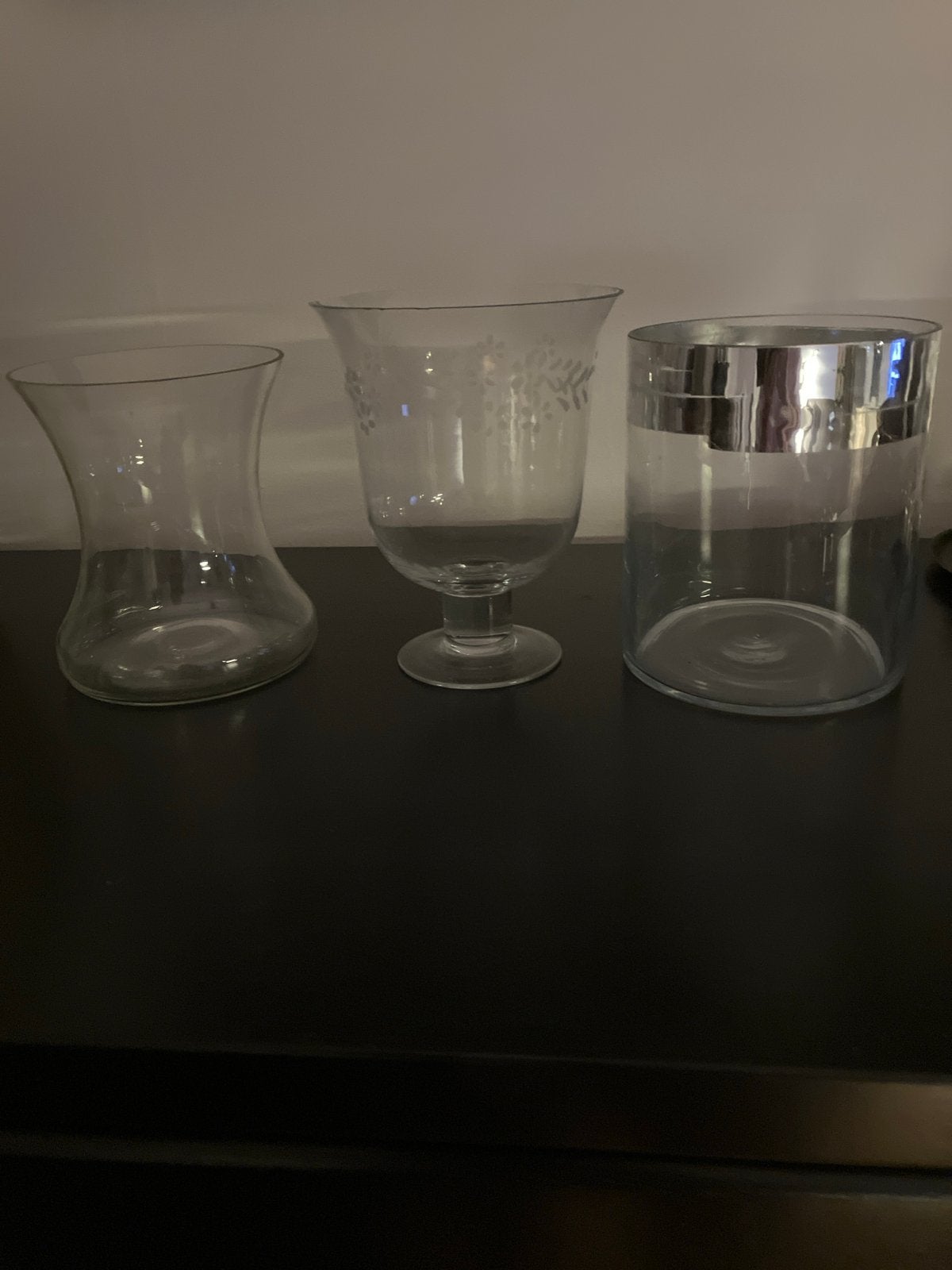 Set van 3 glazen vazen/windlichten, Ophalen of Verzenden