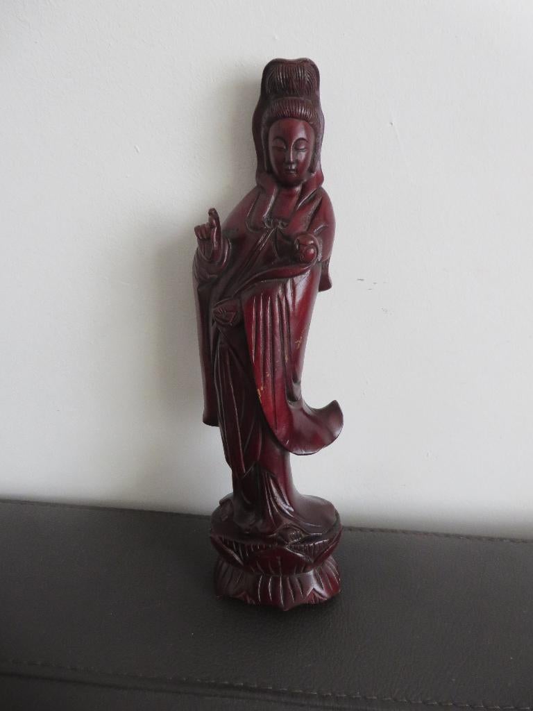 Chinees klassiek houten kunst beeld, godin Guanyin, Ophalen of Verzenden, 20 - 50 cm, Beeld, Hout