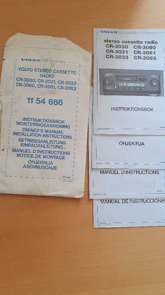 Instructiefolder volvo radio cassette nr 11 54 666, Ophalen of Verzenden