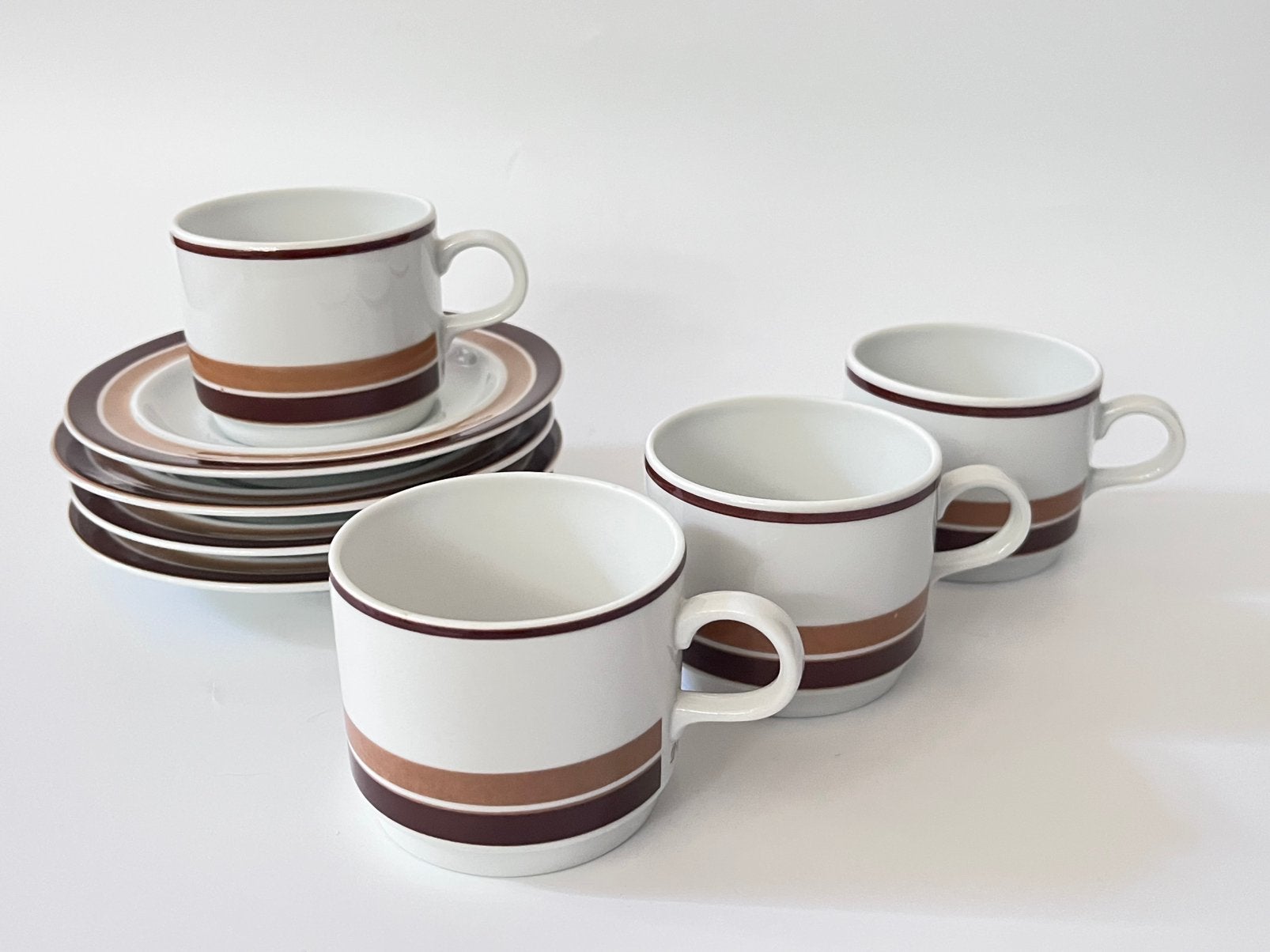 Set van 4 vintage Mosa Maastricht kop en schotels, jaren '70, Ophalen of Verzenden
