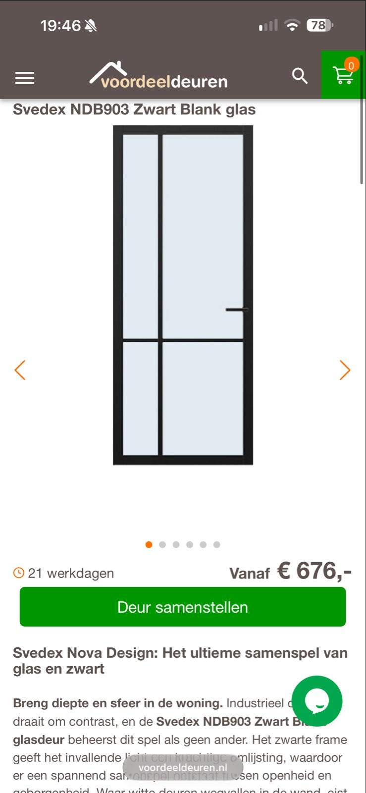 Svedex binnendeur 231.5x88cm + kozijn, Ophalen, Gebruikt, 80 tot 100 cm, 215 cm of meer