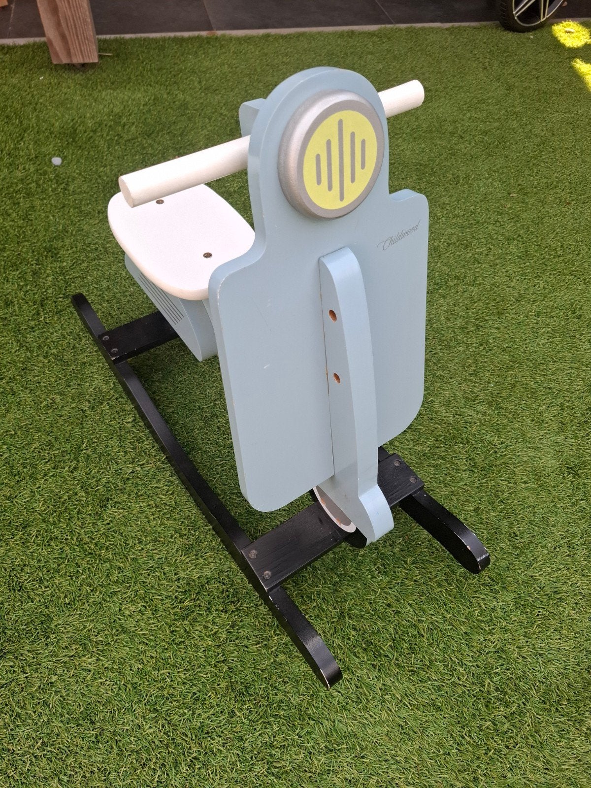 Childwood Houten Schommel Scooter - Blauw/Wit, Ophalen, Zo goed als nieuw