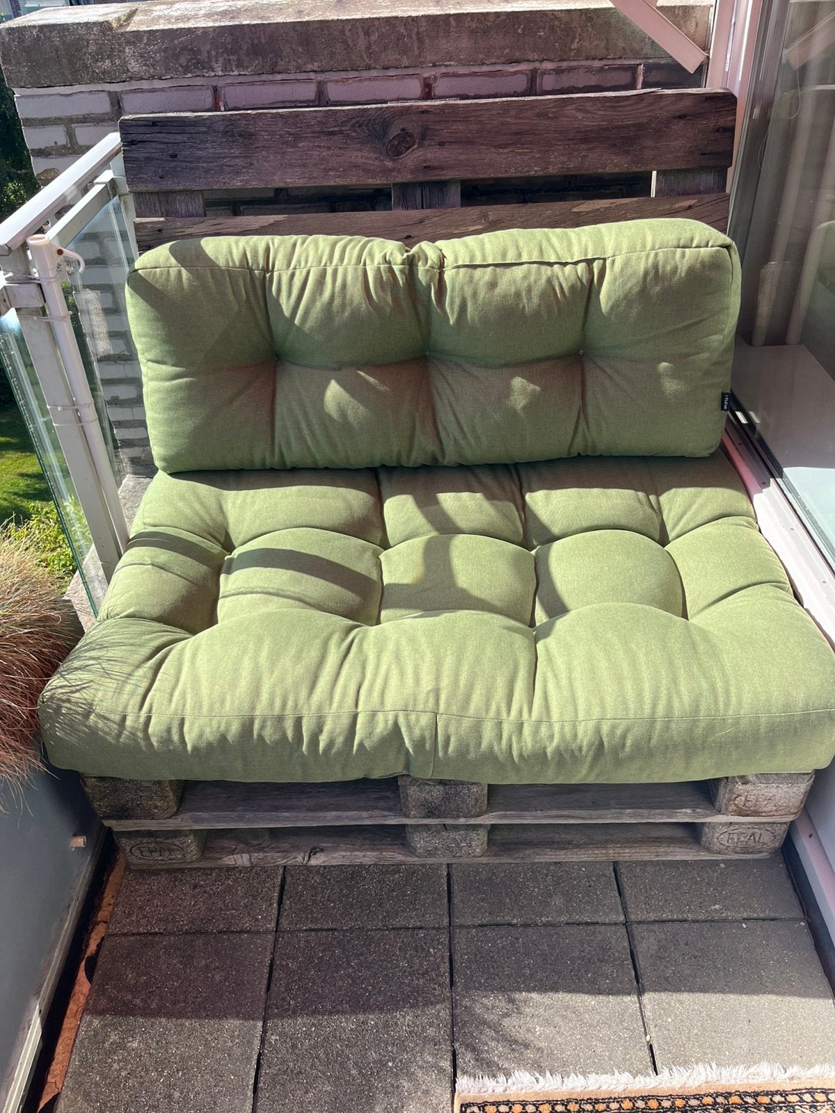 Pallet kussens groen, Tuin en Terras, Tuinmeubel-accessoires, Zo goed als nieuw, Ophalen