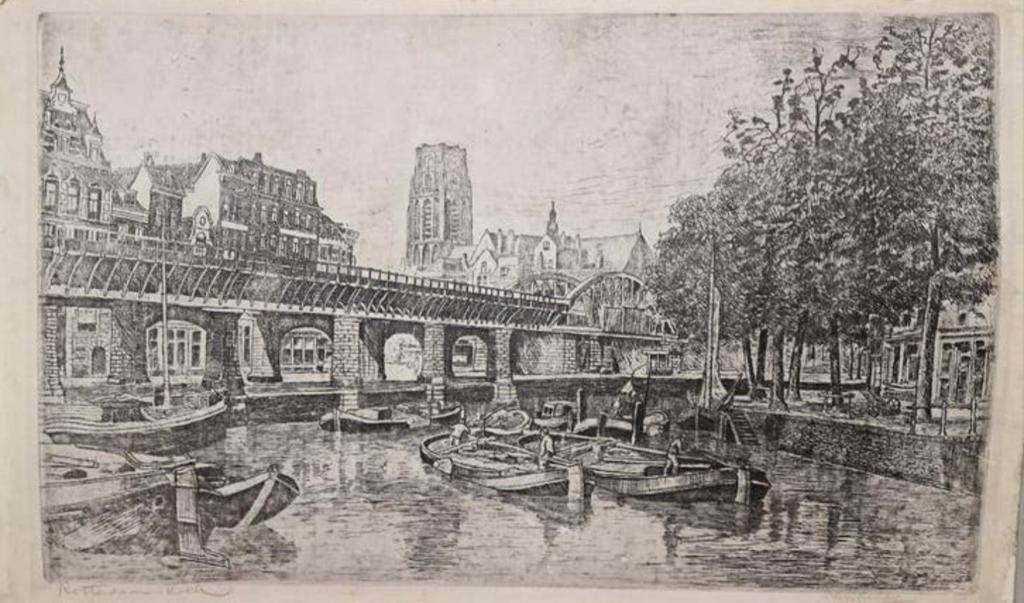 Johan van Reede ets Kolk Rotterdam, Ophalen of Verzenden