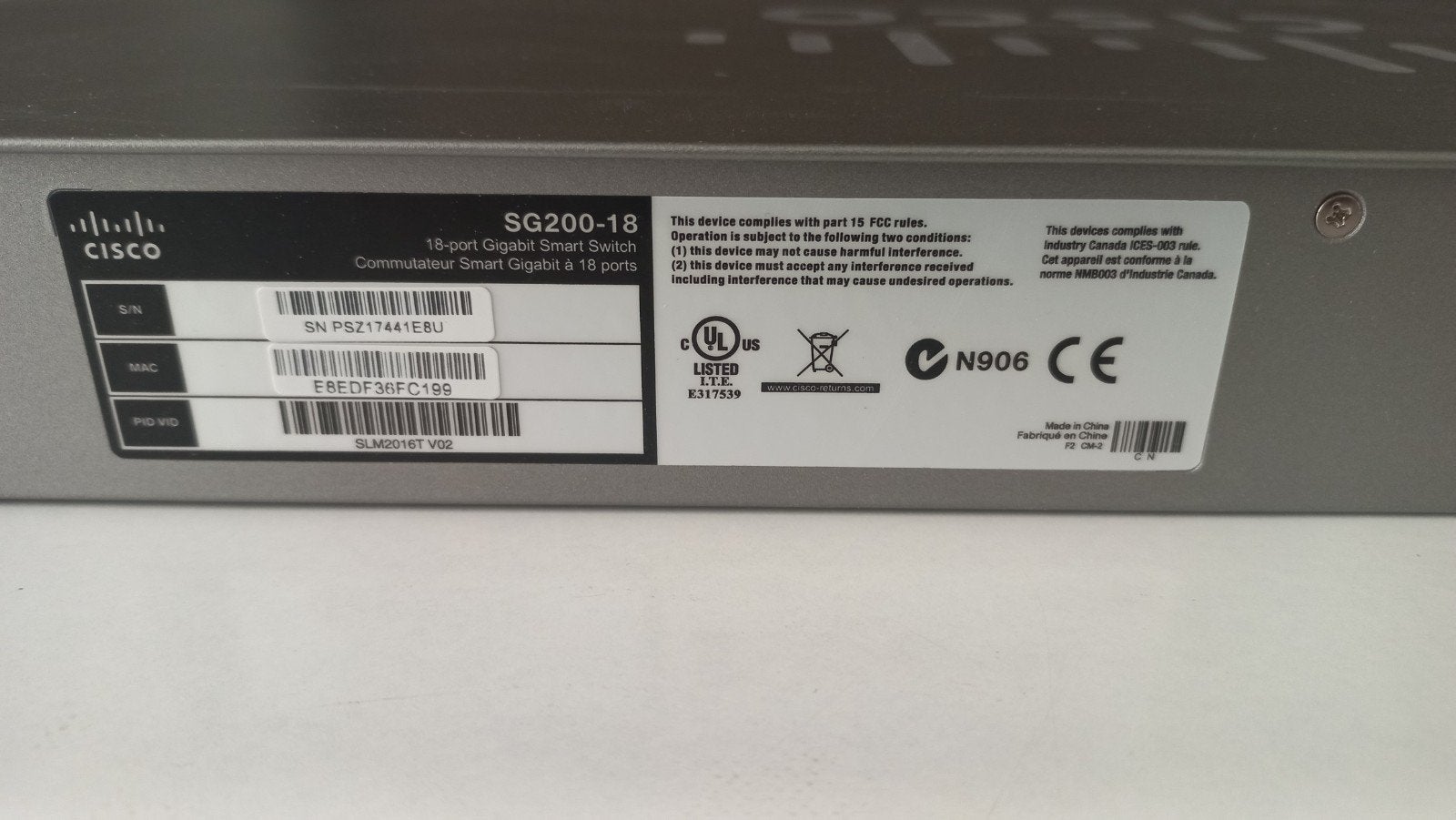 Cisco SG200-18 Gigabit Smart Switch, Ophalen of Verzenden, Gebruikt