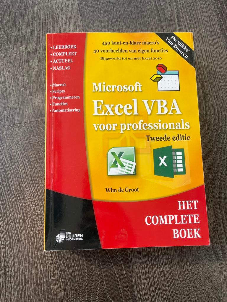 Microsoft Excel VBA voor professionals - Wim de Groot, Ophalen of Verzenden, Zo goed als nieuw, Software