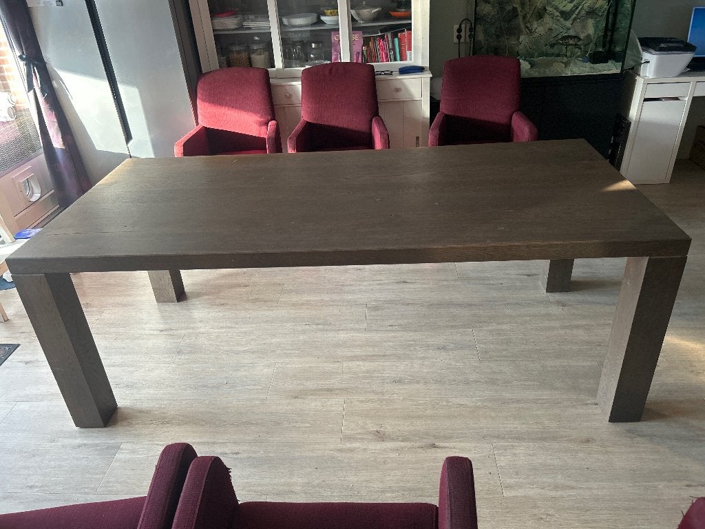 Massief houten eettafel 220x100x78, Huis en Inrichting, Tafels | Eettafels, Ophalen, Gebruikt, 200 cm of meer, 50 tot 100 cm