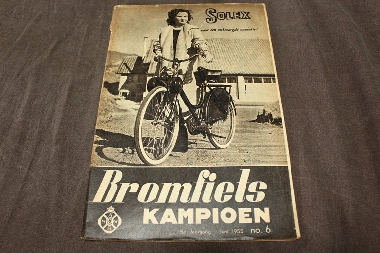 Blad bromfiets Kampioen Juni 1955 oa. Kaptein Mobylette, Ophalen of Verzenden, Gebruikt