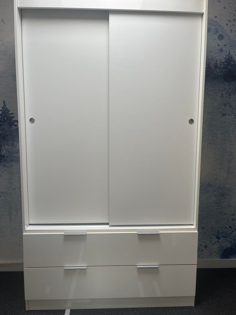 Witte Opbergkast met Lades en Planken (132,7x56x231 cm), Huis en Inrichting, Kasten | Roldeurkasten en Archiefkasten, Ophalen