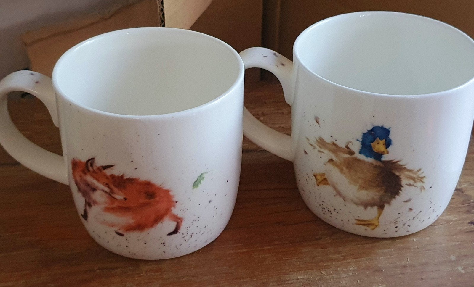 Wrendale Designs mokken - Vos en Eend, Ophalen, Overige typen, Zo goed als nieuw, Steen/keramiek