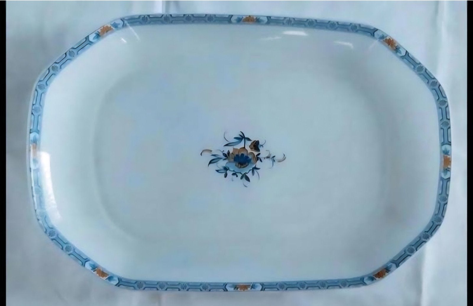 Seltmann Weiden witte ovale schaal blauwe oranje bloemen, Ophalen of Verzenden