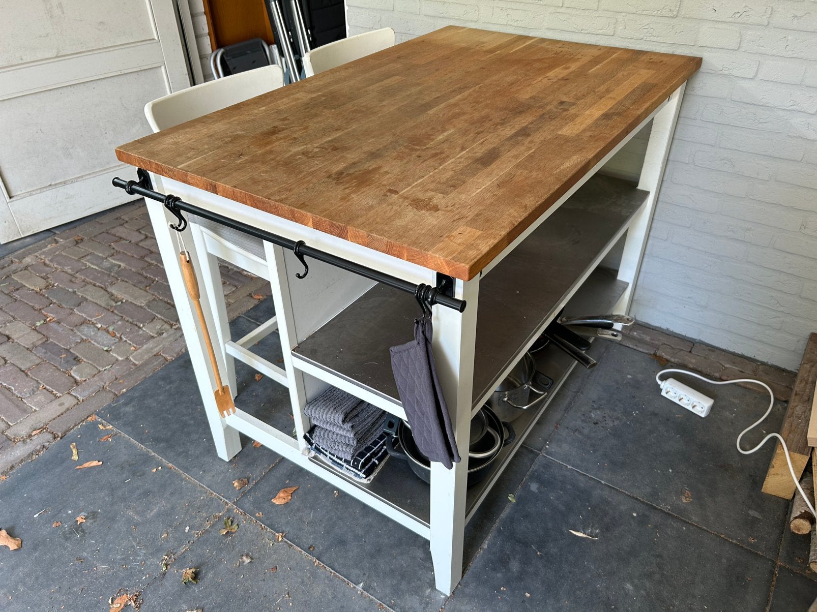 Keuken eiland, Ophalen, Hout, IKEA, Wit