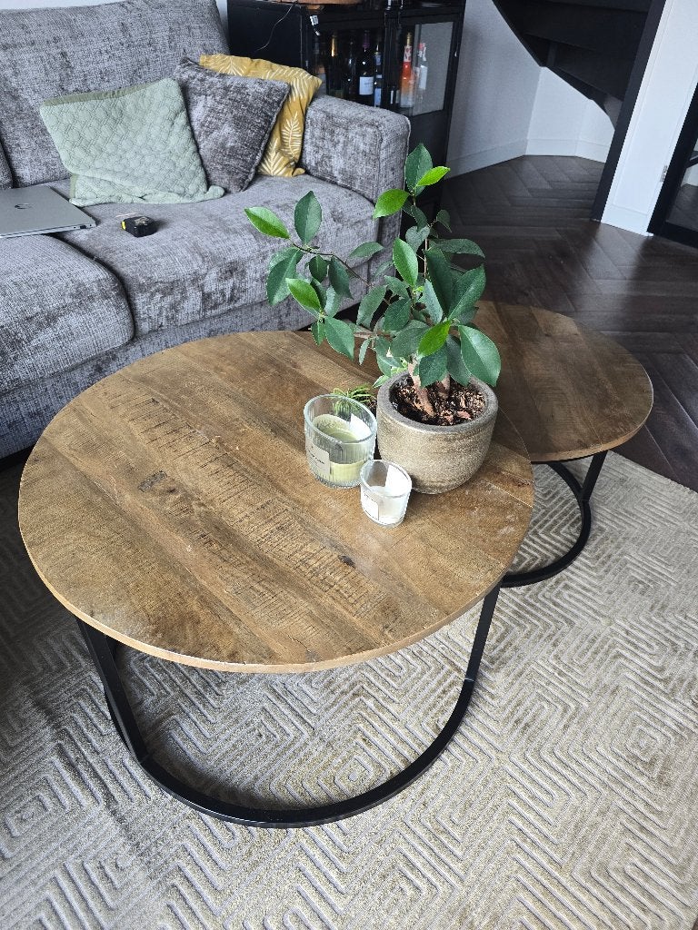 Bijzettafels, Minder dan 55 cm, Rond, Zo goed als nieuw, Hout