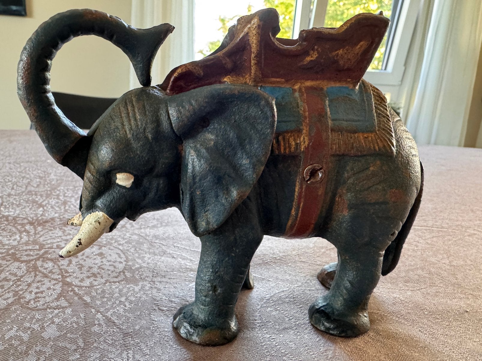 Vintage spaarpot olifant 1930, Ophalen of Verzenden, Zo goed als nieuw, Metaal of Blik, Dier