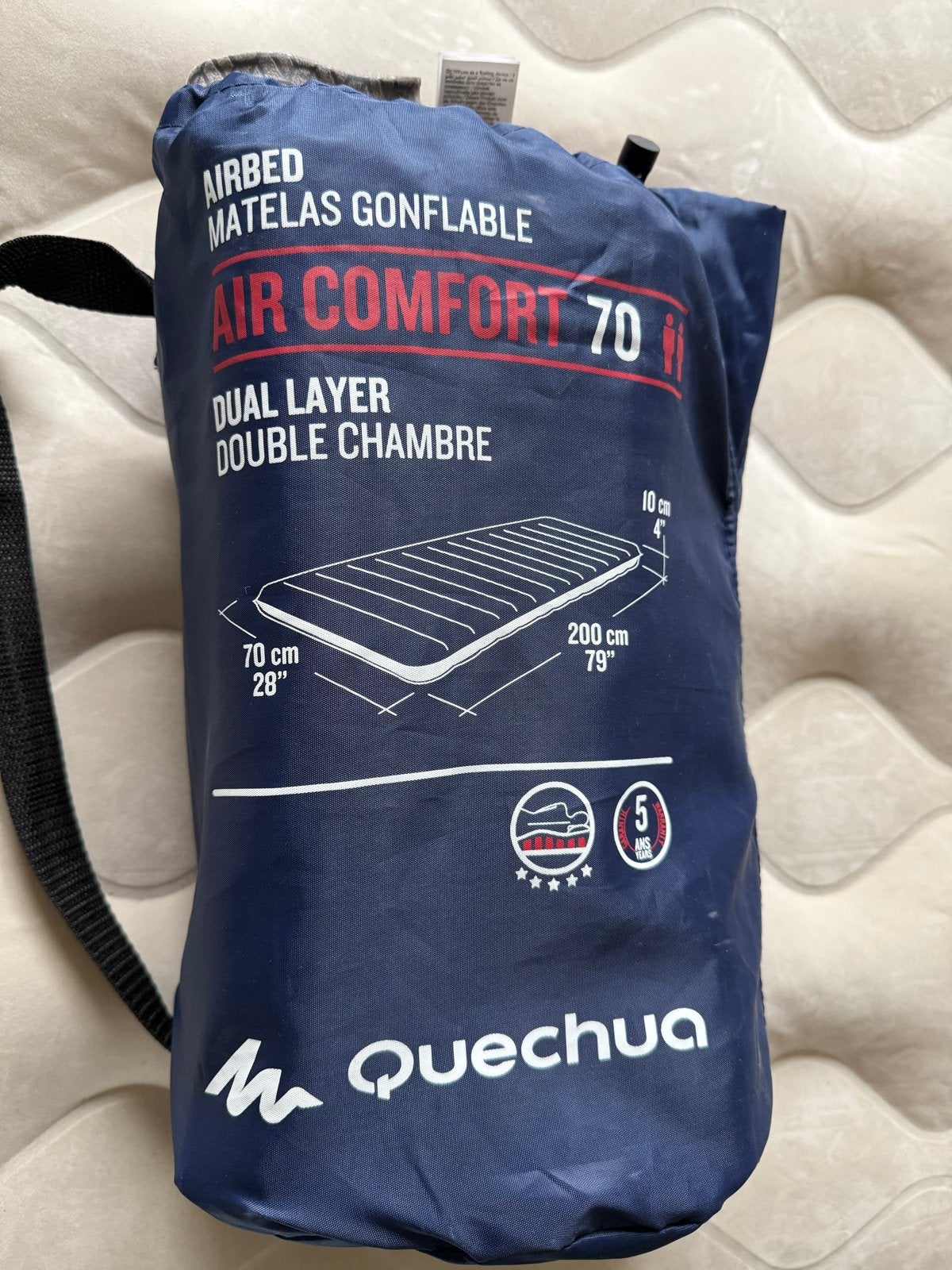 Quechua Air Comfort 70 Luchtbed - 1 Persoons, Caravans en Kamperen, Ophalen of Verzenden, Zo goed als nieuw, 1-persoons