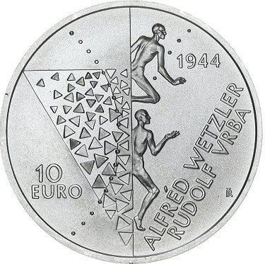 Slowakije 10 Euro 2024 Vrba-Wetzler-rapport over Auschwitz, Zilver, Ophalen of Verzenden, Slowakije, 10 euro