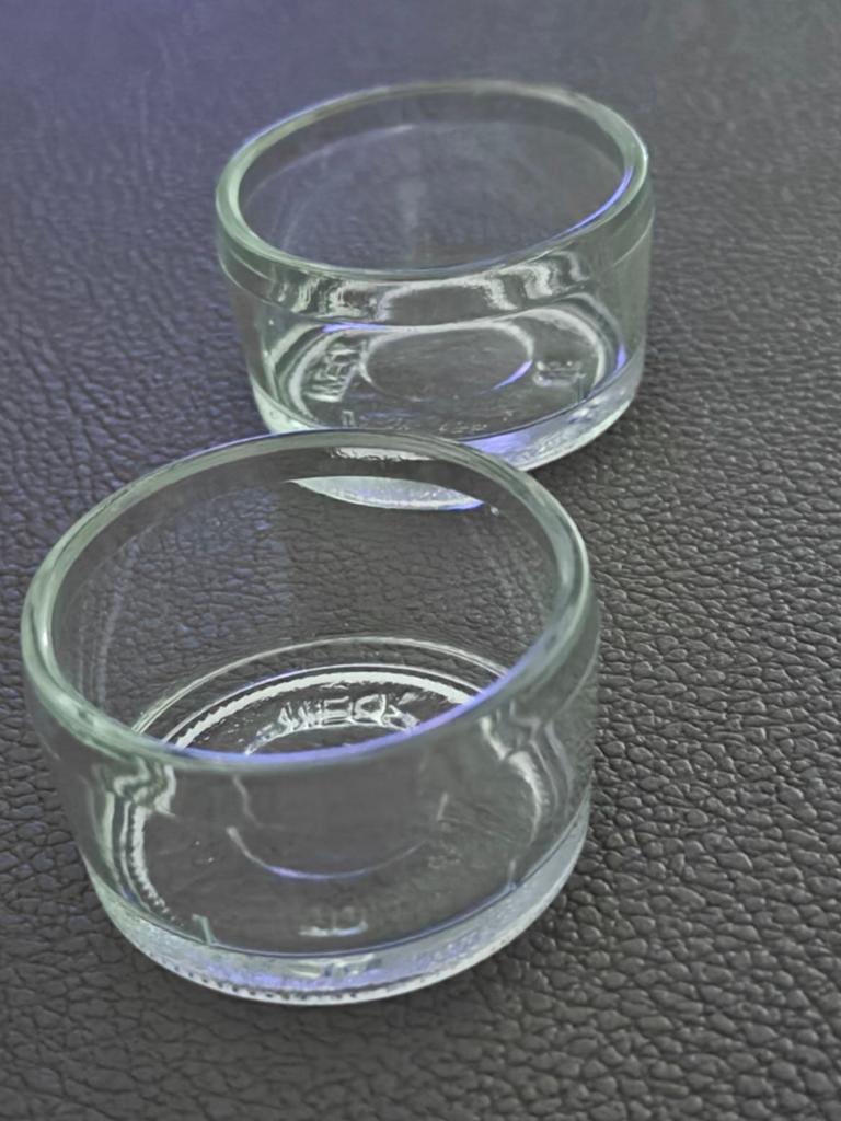 2 Weck glazen theelichtjes - Ø 4,5 cm, H 2,5 cm, Ophalen of Verzenden, Overige materialen