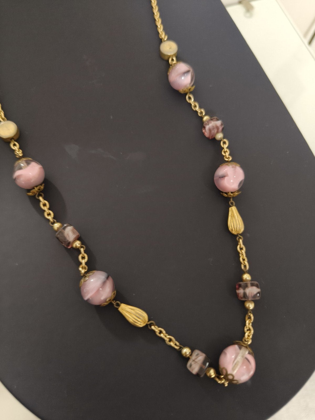 Vintage ketting – Paarse Sommerso glaskralen – 80 cm, Sieraden, Tassen en Uiterlijk, Ophalen of Verzenden, Zo goed als nieuw, Overige materialen