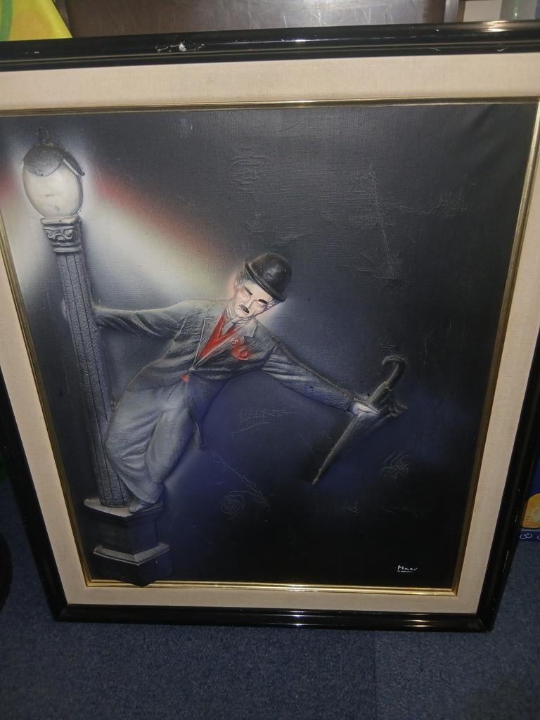 Charlie chaplin schilderij, Ophalen of Verzenden, Hout, Minder dan 50 cm
