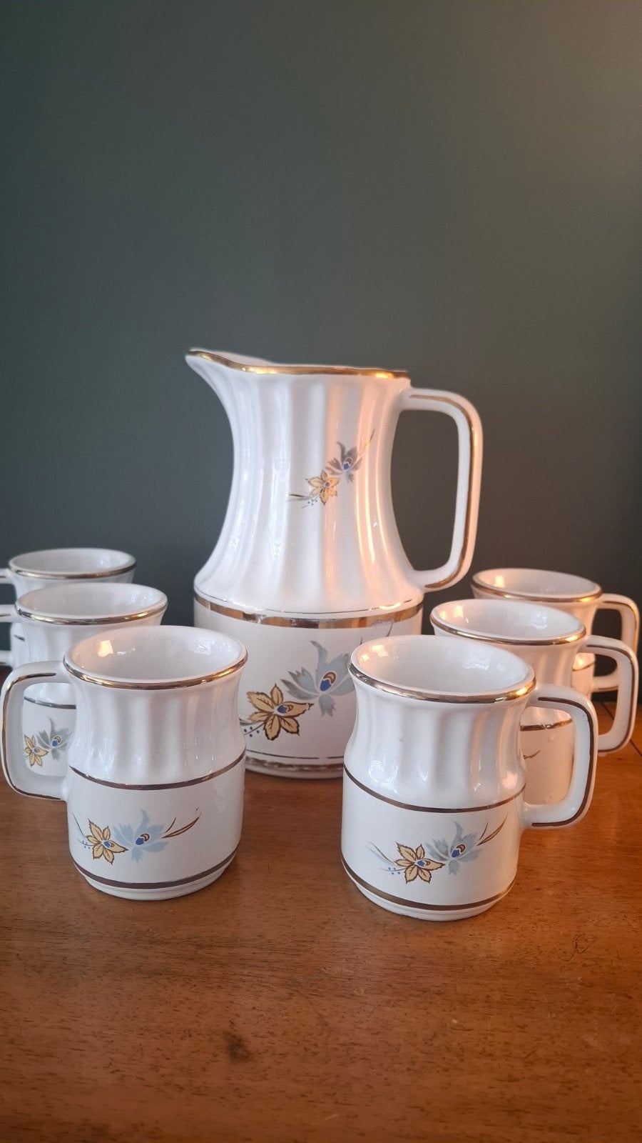 Unieke Vintage Kan met 6 Bekers - Originele Doos, Antiek en Kunst, Ophalen of Verzenden
