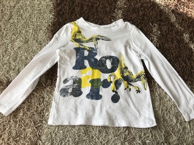 Shirt dinosaurus wit lange mouwen maat 140, Ophalen of Verzenden, Gebruikt, Jongen, Shirt of Longsleeve