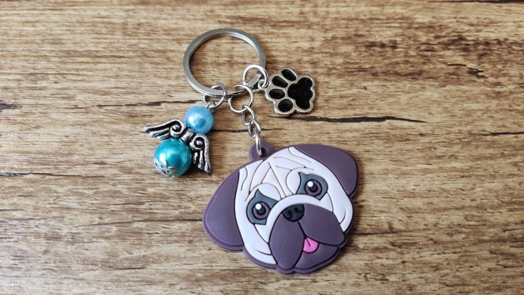 Tas/Sleutelhanger Pug Mopshond PVC met beschermengeltje, Dieren en Toebehoren, Verzenden, Nieuw