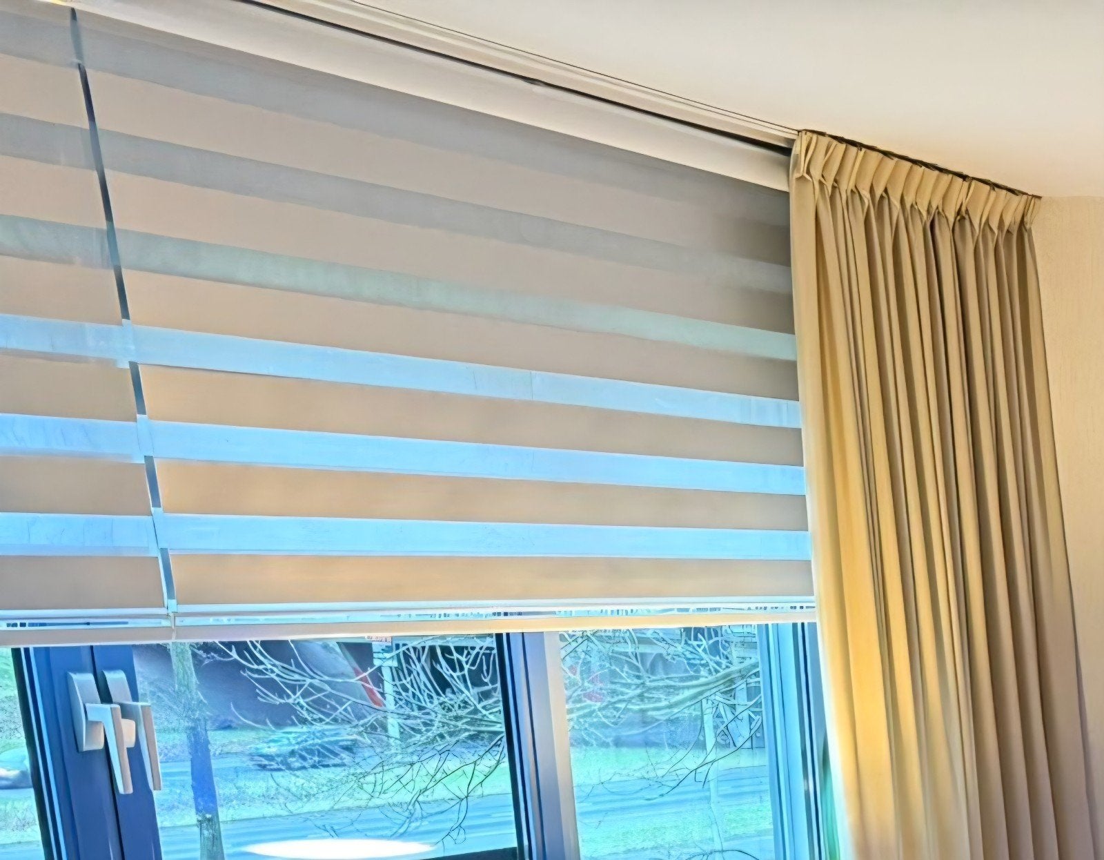 Duo rolgordijn, Huis en Inrichting, Stoffering | Gordijnen en Lamellen, Ophalen, Gebruikt, 180 cm, Wit