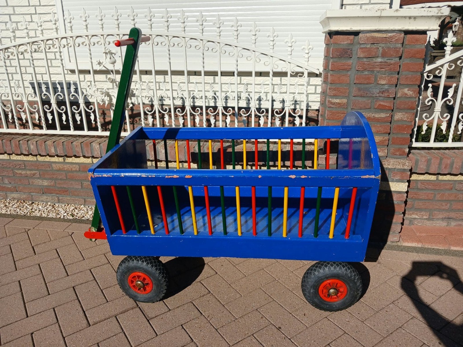 Blauwe houten bolderkar met eendjes en ballonnen, Ophalen, Gebruikt, Overige typen