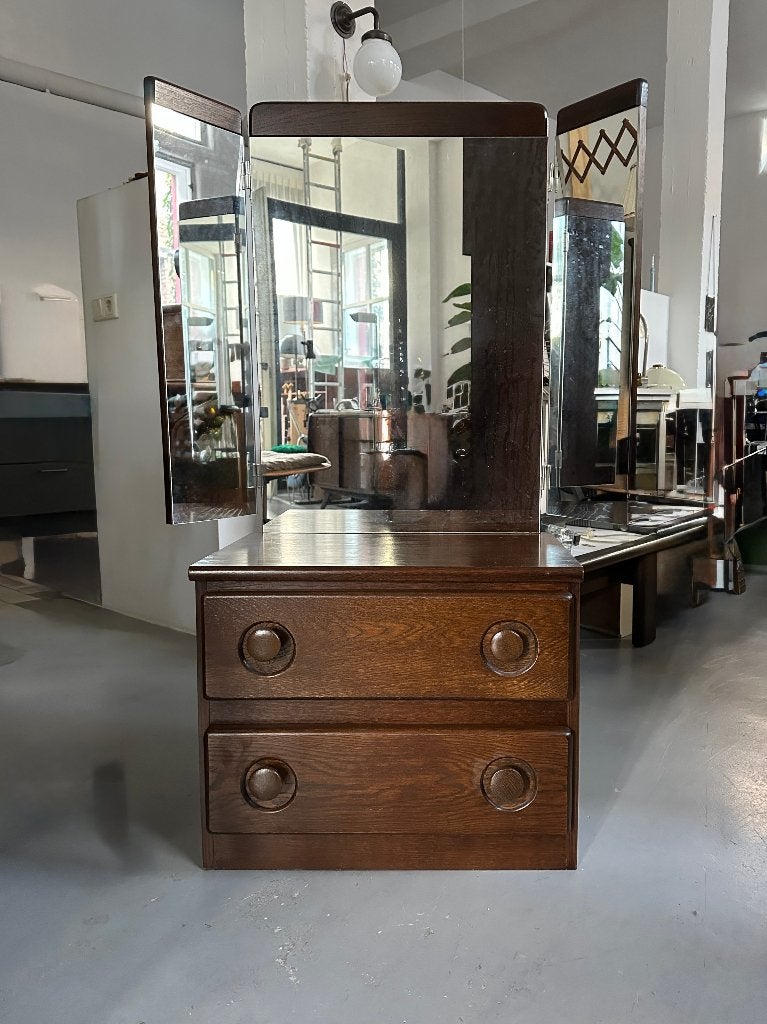 SALE: Vintage design jaren 70 kaptafel, ladekast met spiegel