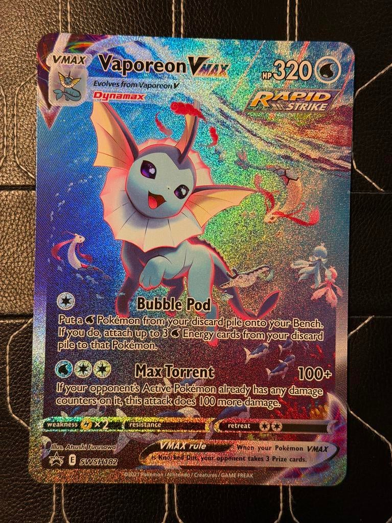Vaporeon VMAX (SWSH182) Jumbo Kaart Pokémon TCG, Ophalen of Verzenden, Zo goed als nieuw, Losse kaart