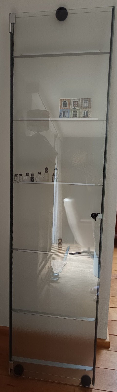 Vitrinekast van SDB van gehard glas met 6 plankjes, Ophalen, Minder dan 50 cm, Met deur(en), Zo goed als nieuw