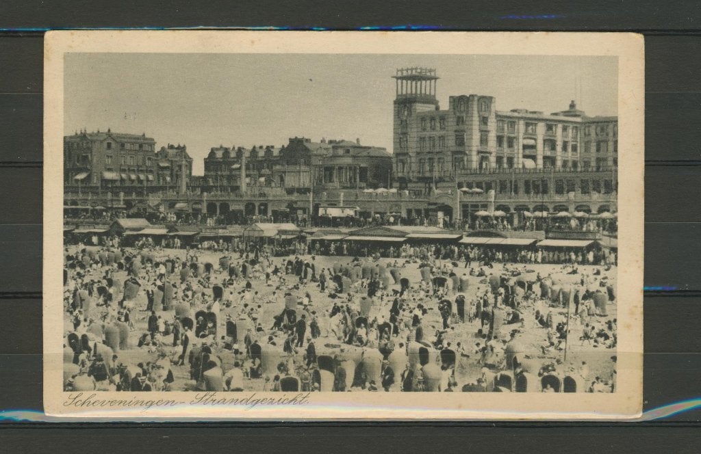 Scheveningen 1935 Strand gezicht Ansichtkaart f-318 jdu, Ophalen of Verzenden, 1920 tot 1940, Gelopen, Zuid-Holland