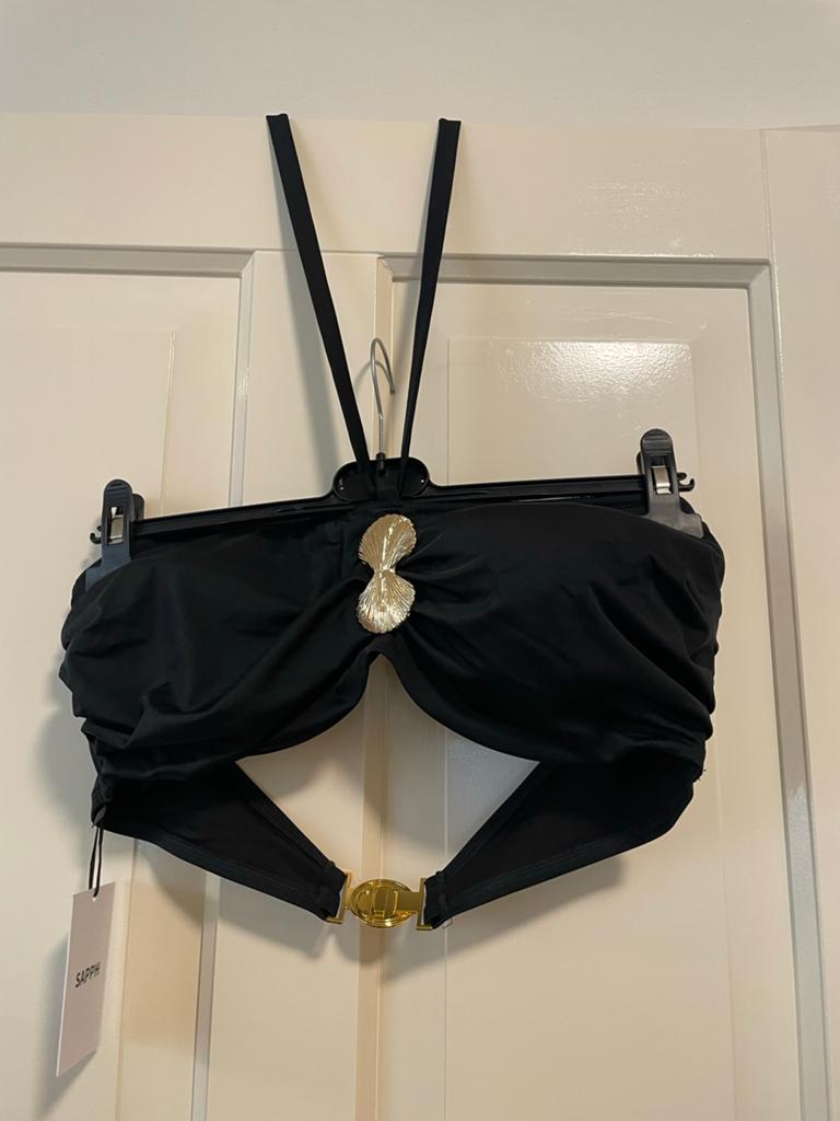 Sapph Bikini Top Zwart met Gouden Details - Nieuw, Kleding | Dames, Badmode en Zwemkleding, Nieuw, Bikini, Zwart, Ophalen of Verzenden