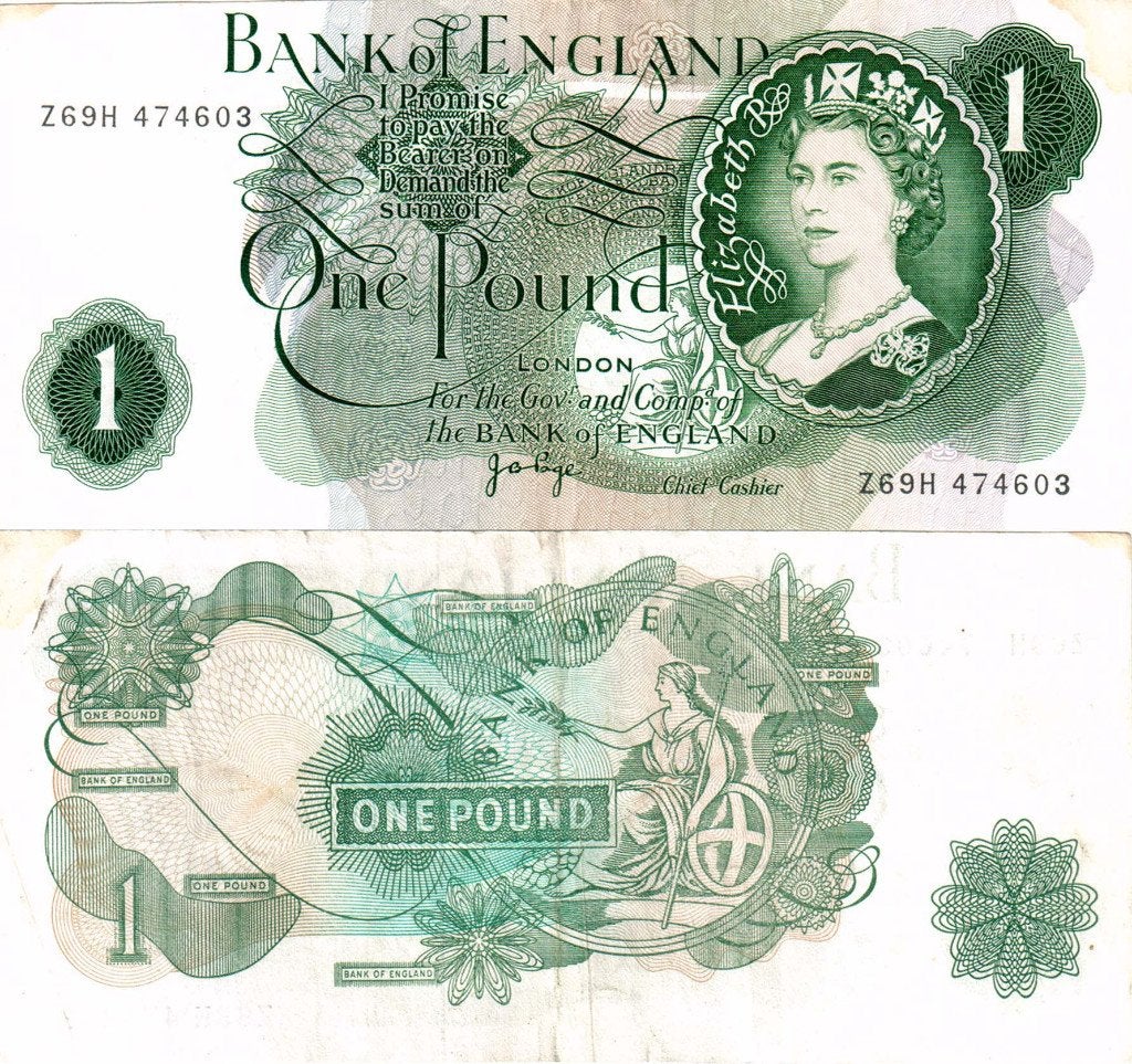 Engeland 1 pond 1970-77 - VF, Postzegels en Munten, Bankbiljetten | Europa | Niet-Eurobiljetten, Verzenden, Overige landen, Los biljet