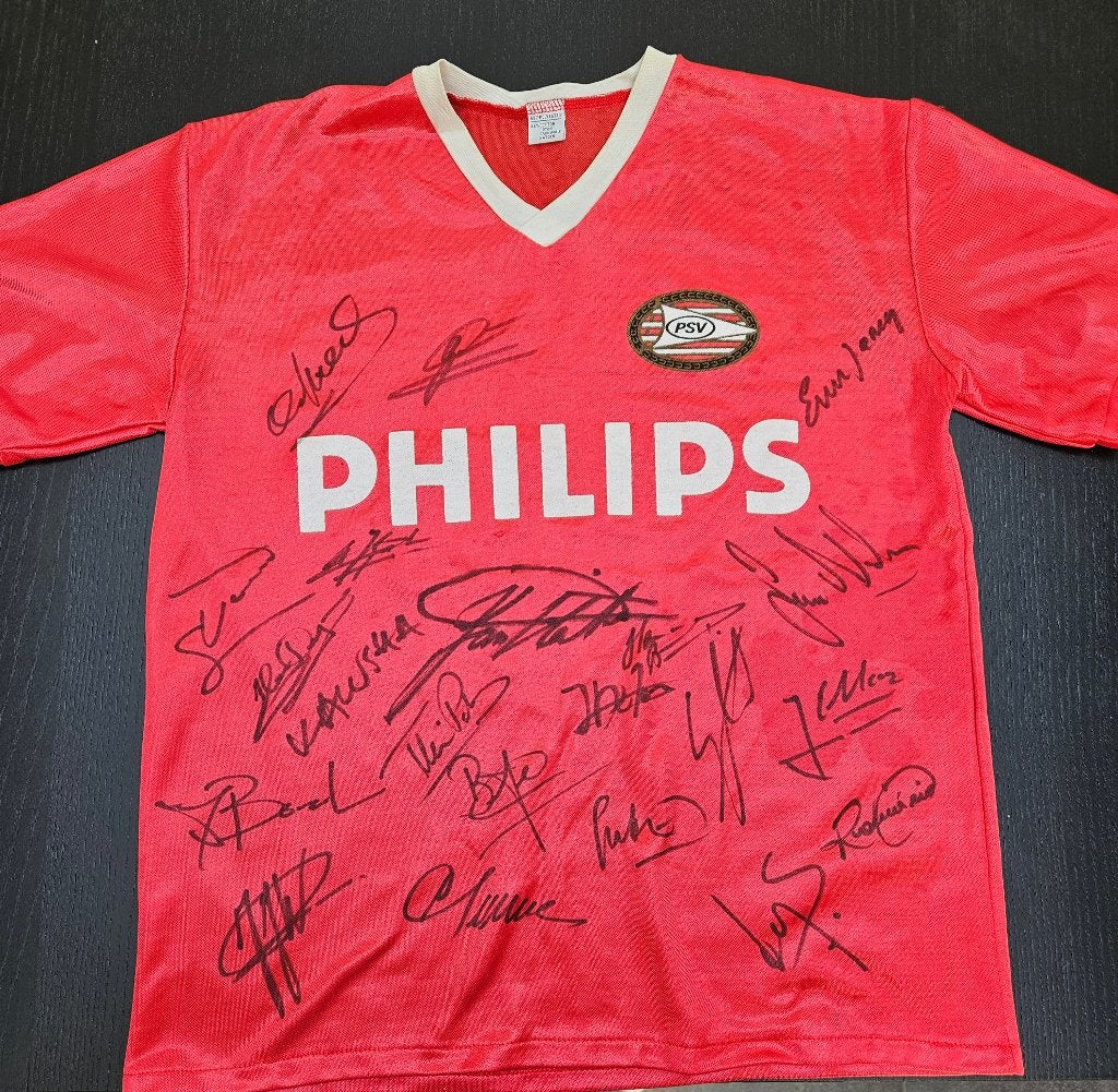 Zeldzaam Gesigneerd PSV Shirt Romário, Kalusha, Gerets e.a., Verzenden, Gebruikt, PSV, Shirt