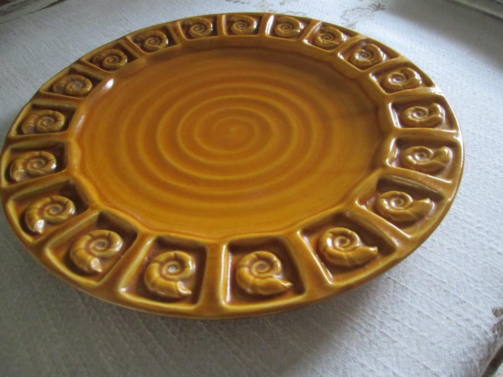 fraaie geglazuurde keramiek /aardewerk schaal 28 cm garnalen, Antiek en Kunst, Ophalen of Verzenden