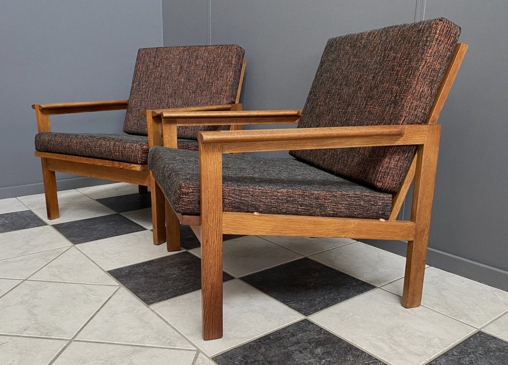 60 jaren set DEENSE fauteuils Niels Eilersen Illum Wikkelso, Huis en Inrichting, Ophalen, Hout, Vintage design, Minder dan 75 cm