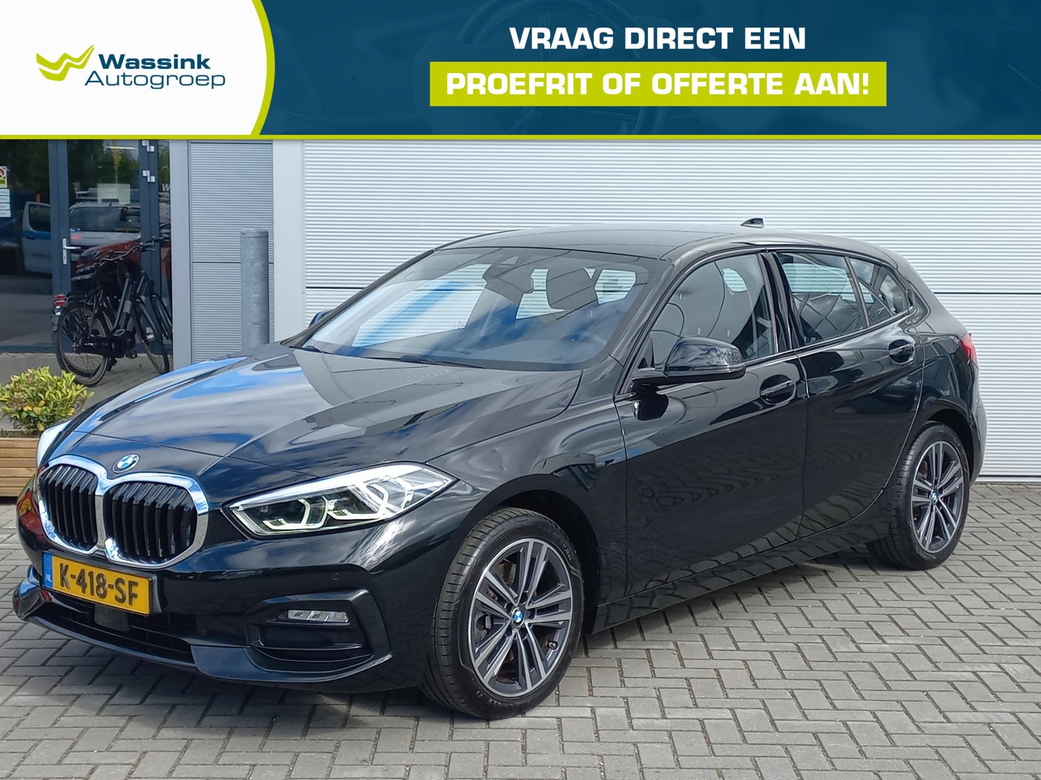 BMW 1-serie 118i 136pk High Executive Sportline Automaat | C, Auto's, BMW, 136 pk, Gebruikt, Leder en Stof, Zwart