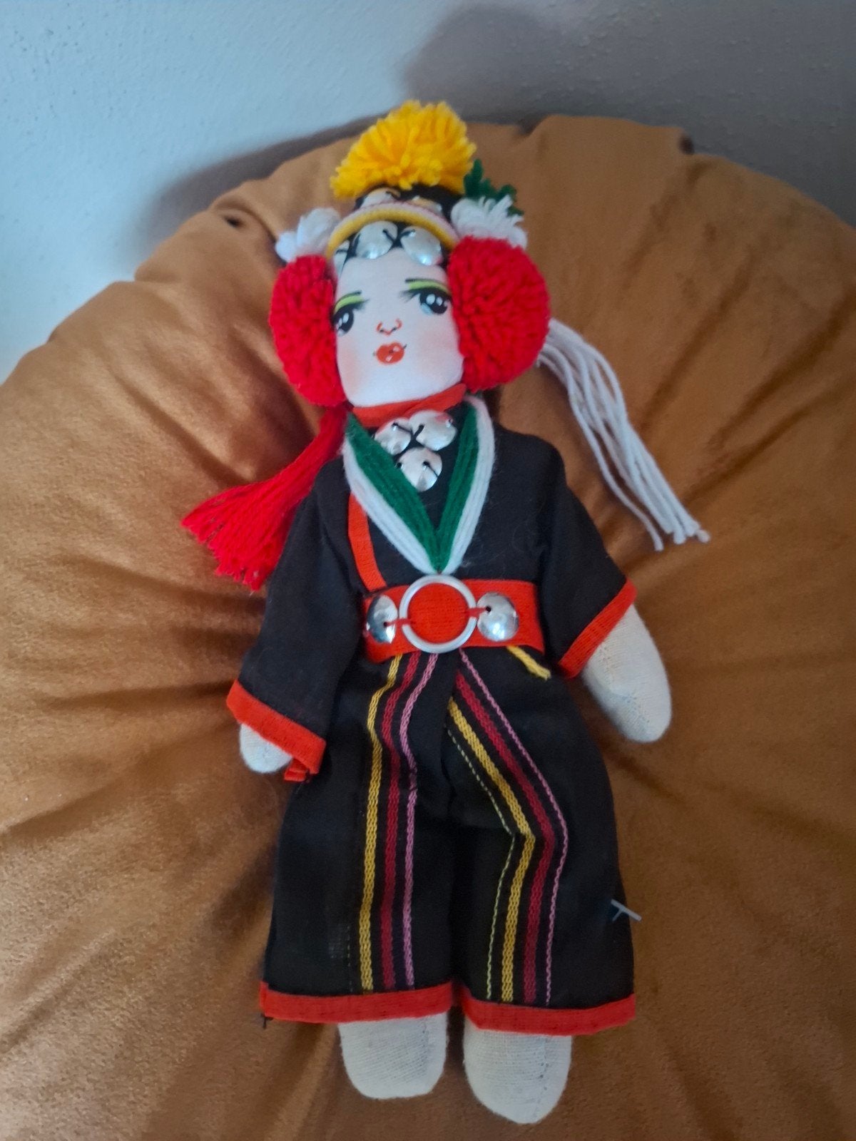 Vintage Thaise Hill Tribe Pop - Zwart - 25 cm, Verzamelen, Ophalen of Verzenden, Zo goed als nieuw