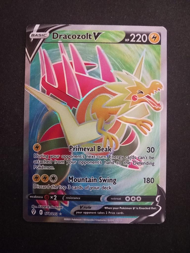 Pokemon Dracozolt V 178/203 Evolving Skies Full Art NM, Verzenden, Zo goed als nieuw, Losse kaart, Foil