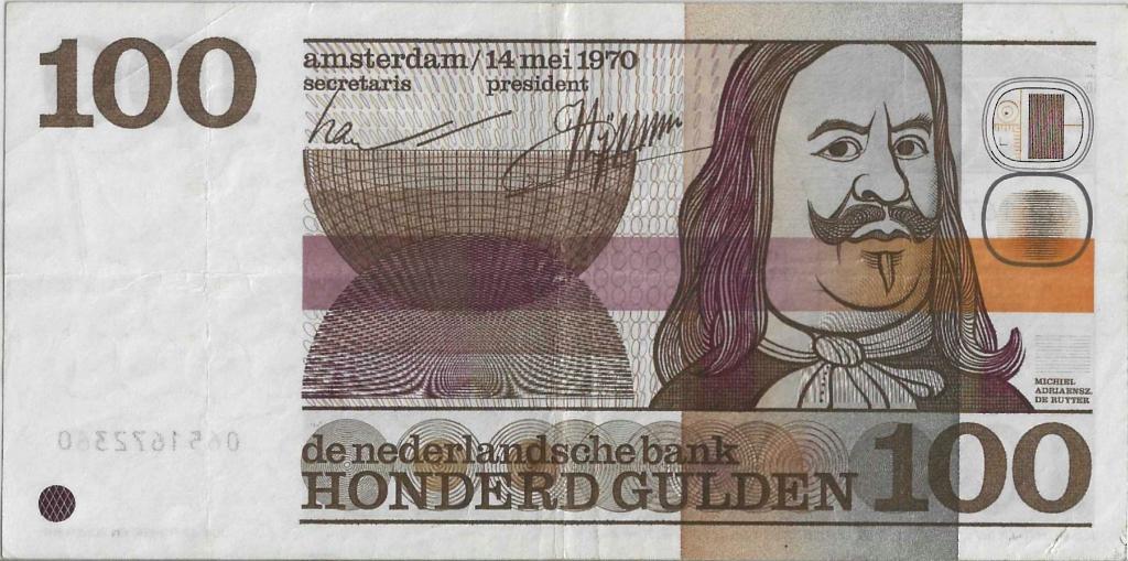 100 Gulden 1970 Nederland Michiel de Ruyter, Postzegels en Munten, Bankbiljetten | Nederland, Ophalen, 100 gulden, Los biljet