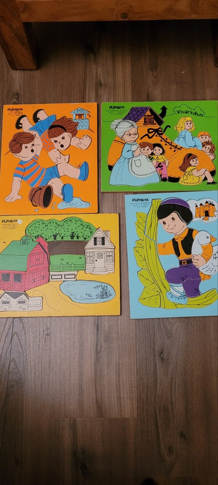 4 houten puzzels Playskool, 2 tot 4 jaar, Gebruikt, 10 tot 50 stukjes, Ophalen of Verzenden